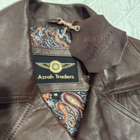Lambskin woman Brown Leather Moto Jacket size M - Picture 14 of 16